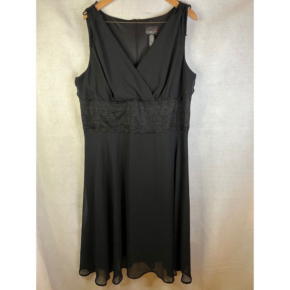 Scarlett 20W Black Sleeveless Cocktail Dress Lace Waistband Flowy Chiffon Skirt